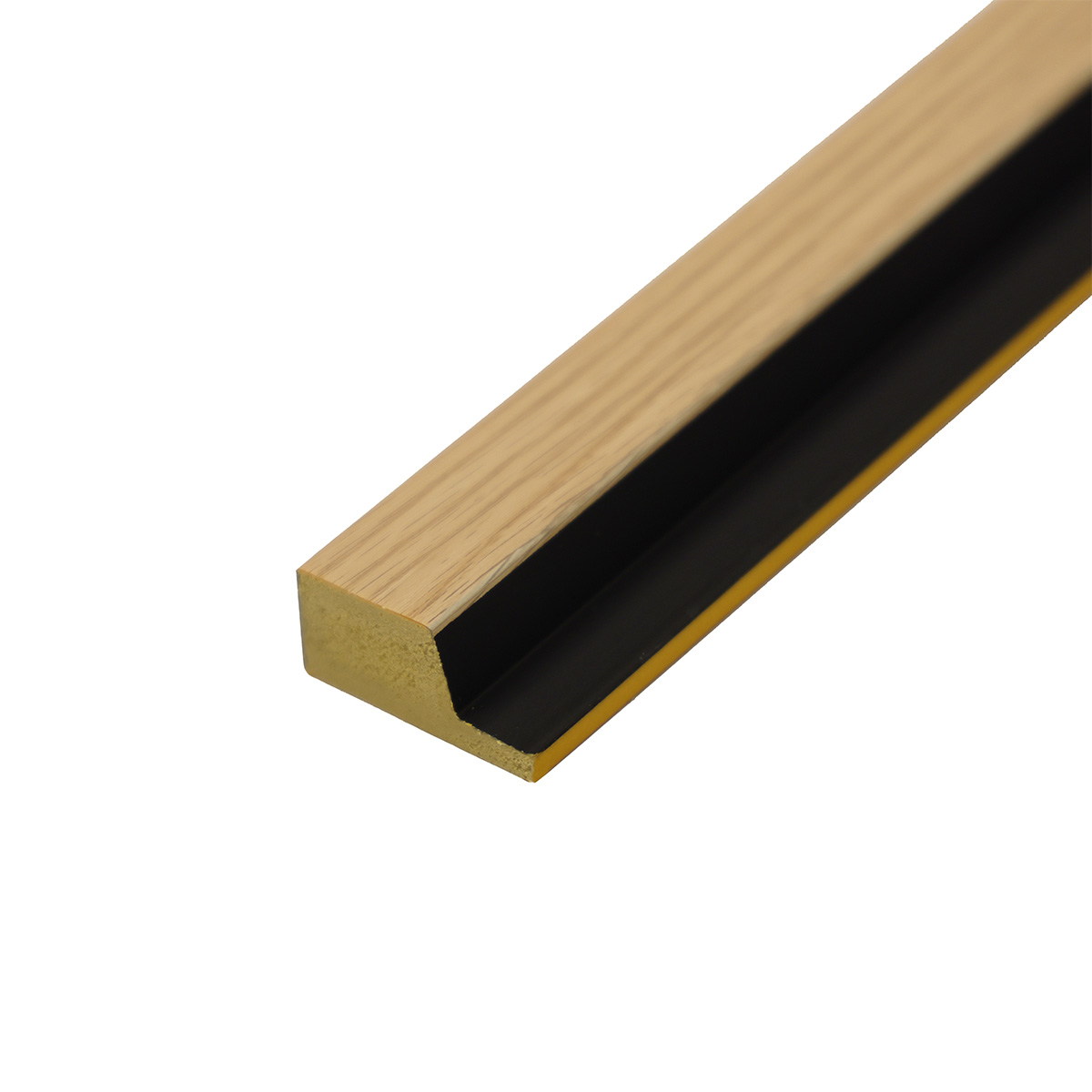 Slatwall Waterproof Oak & Black Wooden Wall Panel Tongued End Cap 2400mm