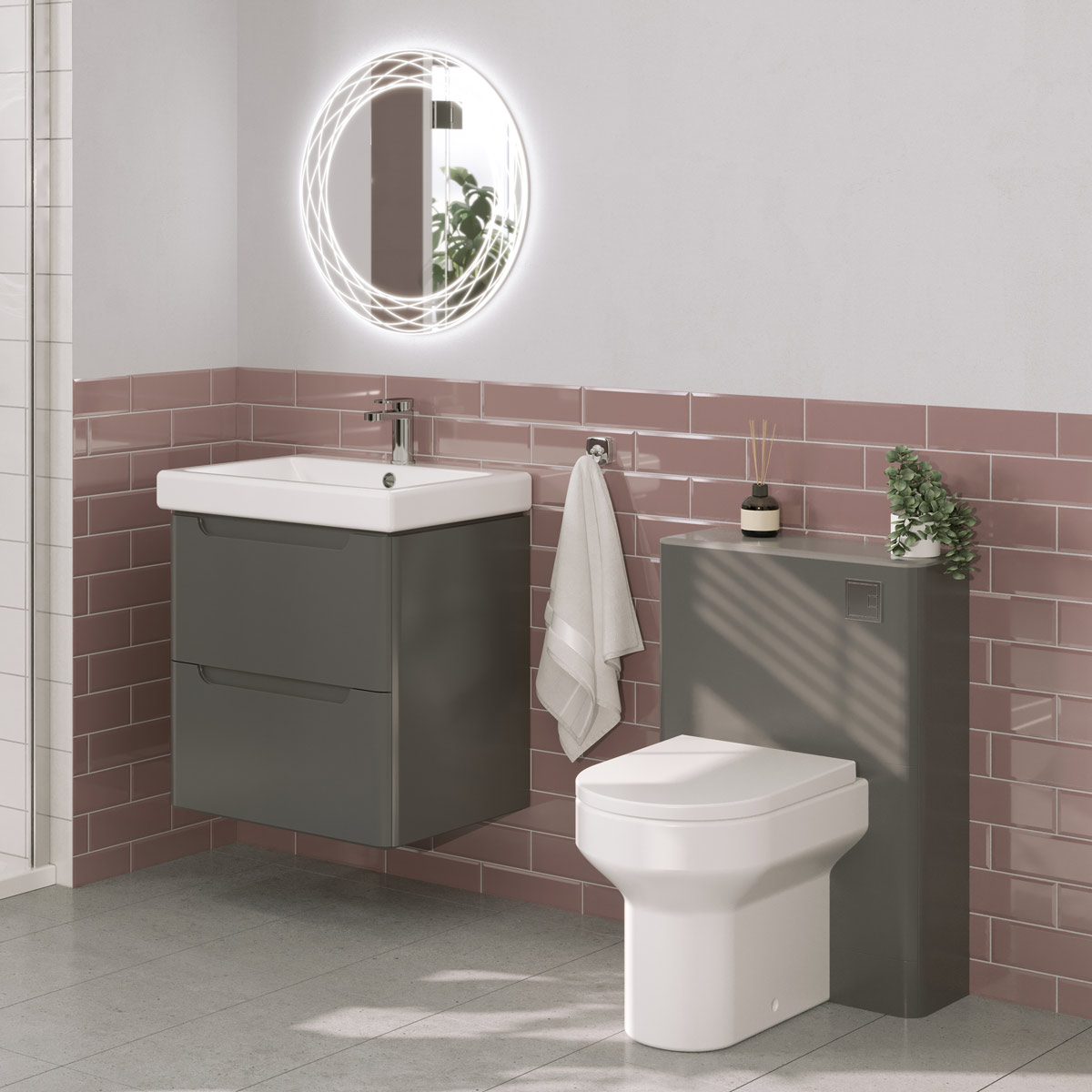 Soul Vanity Wall Hung Unit & Basin Matt Dust Grey 500mm