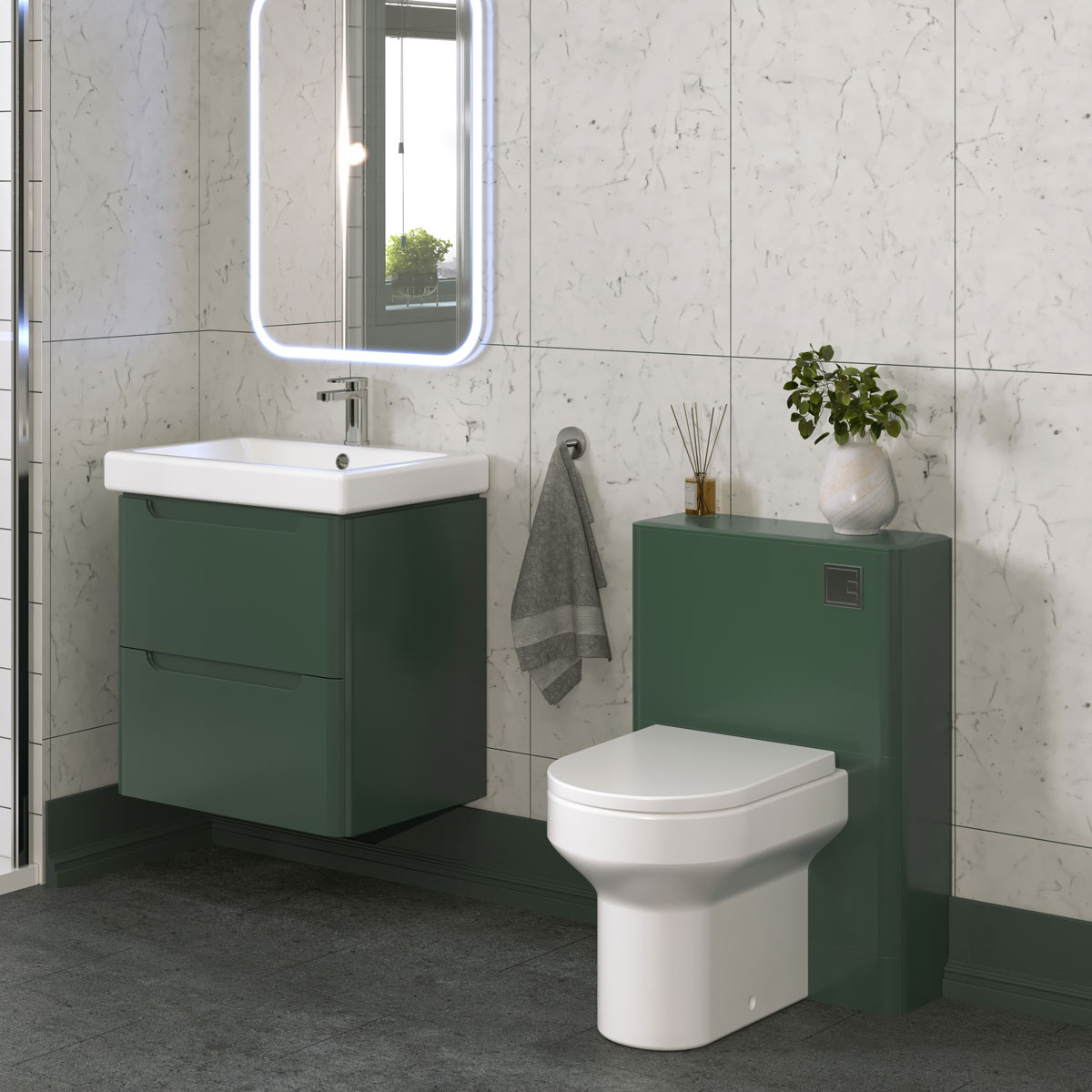 Soul Wall Hung Vanity Unit & Basin Matt Green 500mm