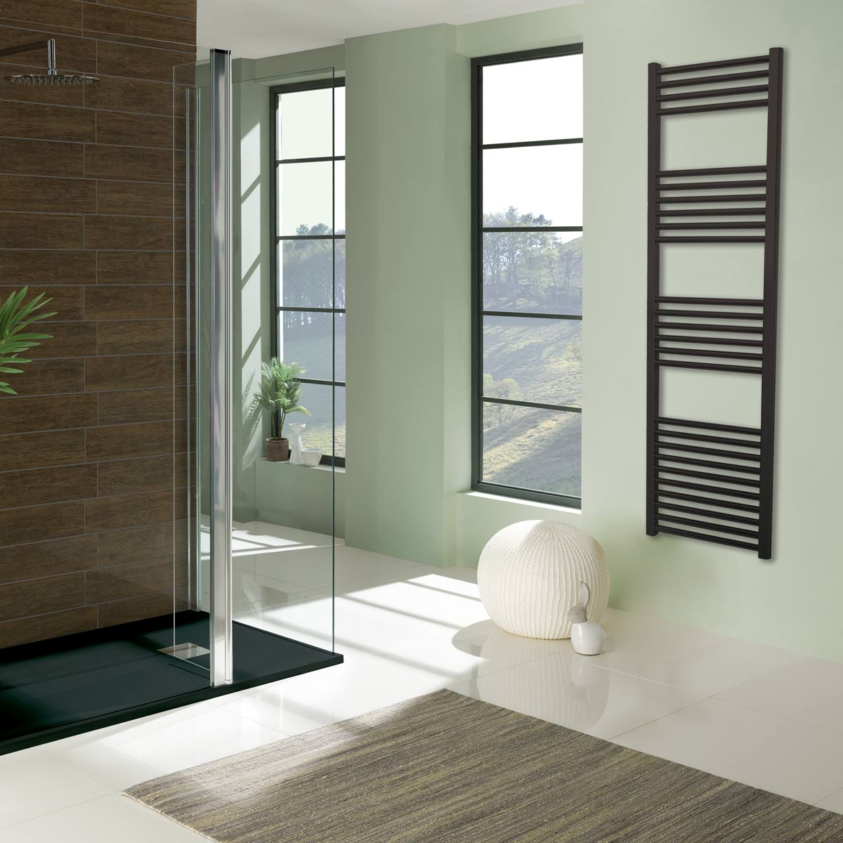 Silea Straight Heated Towel Rail Anthracite 500 x 1000mm