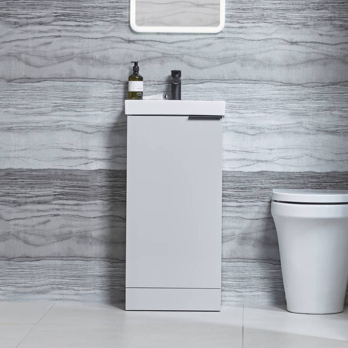 Tavistock Cadence Cloakroom Vanity Unit & Ceramic Basin Light Grey Gloss 400mm