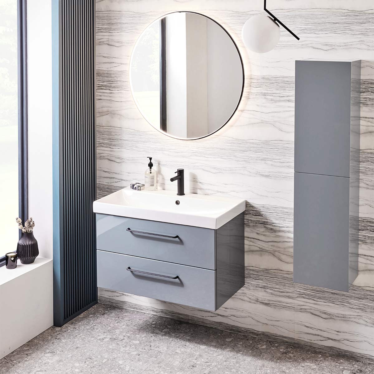 Tavistock Cadence Wall Hung Vanity Unit & Ceramic Basin Gloss Spruce 500mm