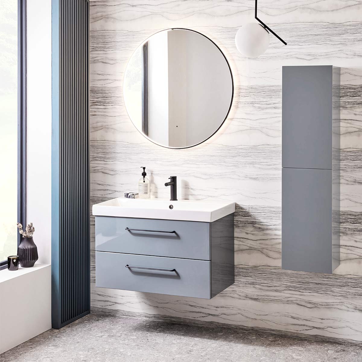 Tavistock Cadence Wall Hung Vanity Unit & Ceramic Basin Gloss Spruce 600mm