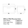 Tavistock Compass Wall Hung Vanity Unit & Basin Grey 800mm CM800WG CM800C Dimensions