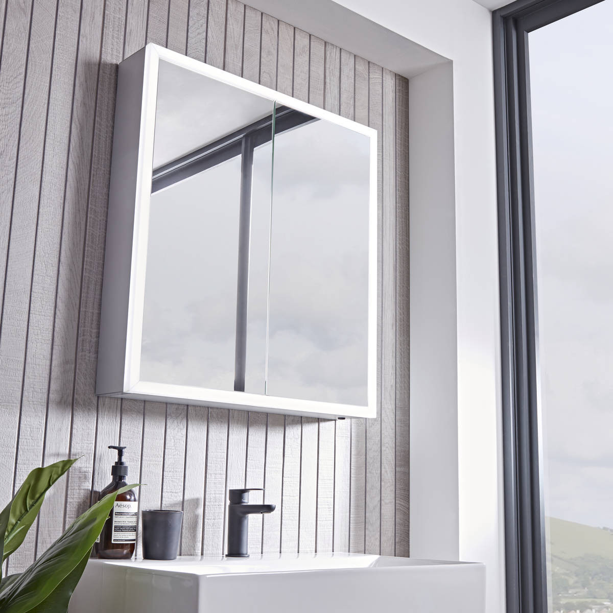Tavistock Flex Double Door LED Illuminated Mirror Cabinet with Shaver Socket 650 x 700mm