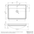 Tavistock Marston Vanity Unit & 1 Tap Hole Basin Paper White 600mm Dimensions 2