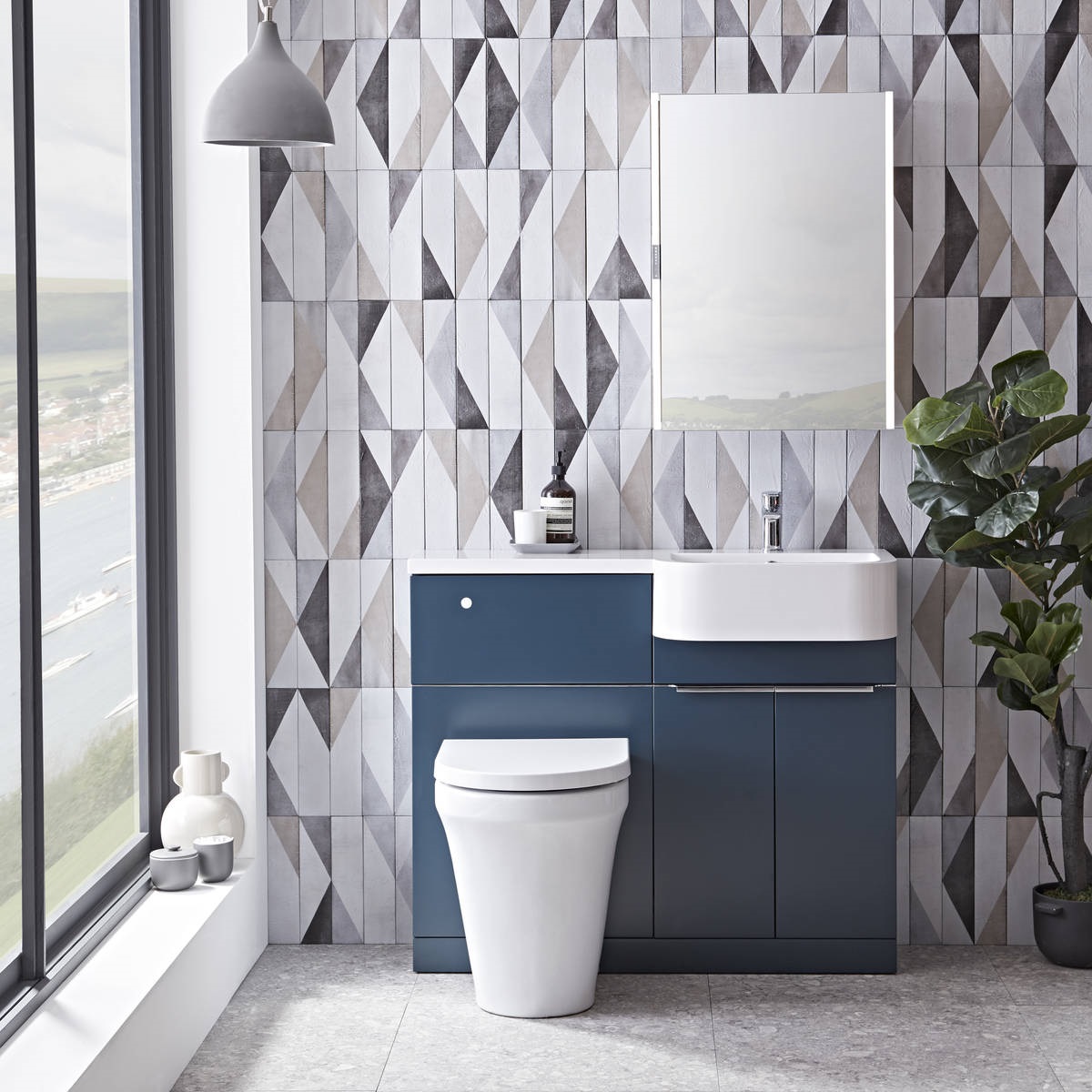 Tavistock Match Furniture Run & Basin Oxford Blue 1000mm Right Hand
