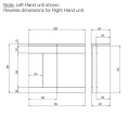 Tavistock Nexus Combination Furniture & Basin Urban Grey 1000mm Right Hand Dimensions