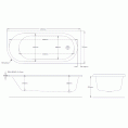 Trojancast J Shape Reinforced Bath 1695 x 745mm with Panel Right Hand Dimensions 1
