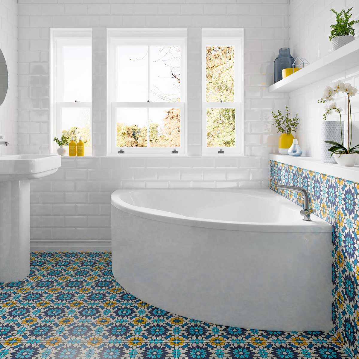 Trojancast Laguna Reinforced Corner Bath 1350 x 1350mm with Panel