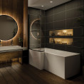 Solarna L Shape Shower Bath 1700 x 850 with Panel & Screen Left Hand