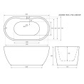 Trojan Alcora Freestanding Double Ended Bath 1655 x 750 with Waste Dimensions