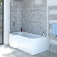 Trojan Concert P Shape 8 Jet Whirlpool Shower Bath 1675 x 850 with LED Light & Bath Waste Left Hand Lifestyle
