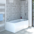 Concert P Shape Shower Bath 1600 x 850 with Panel & Screen Right Hand