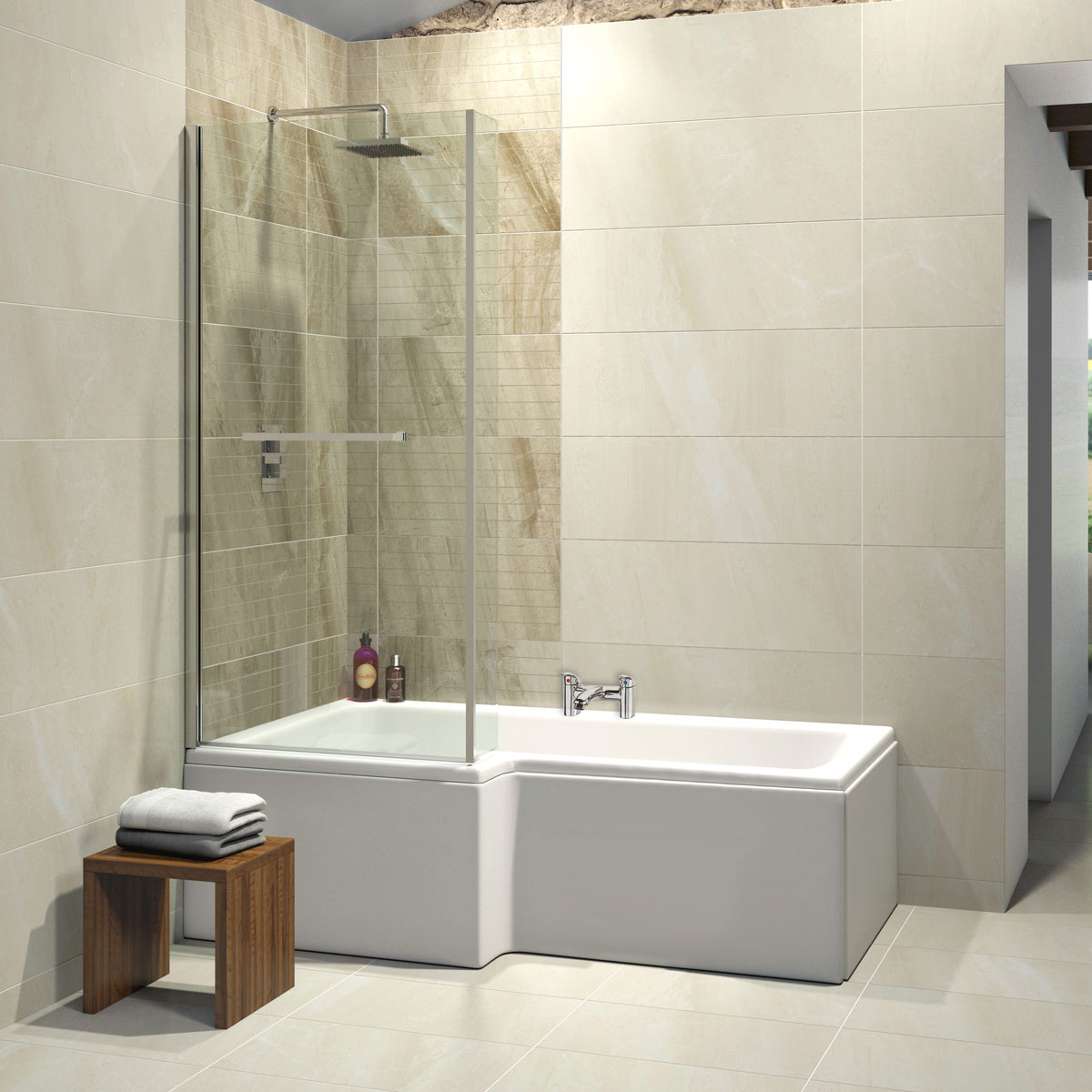 L shape store bath