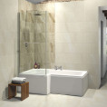 Trojancast Elite Reinforced L Shape Shower Bath 1675 x 850 with Panel & Towel Rail Screen Left Hand