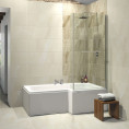 Trojan Elite L Shape Shower Bath 1675 x 850 with Panel & Towel Rail Screen Right Hand