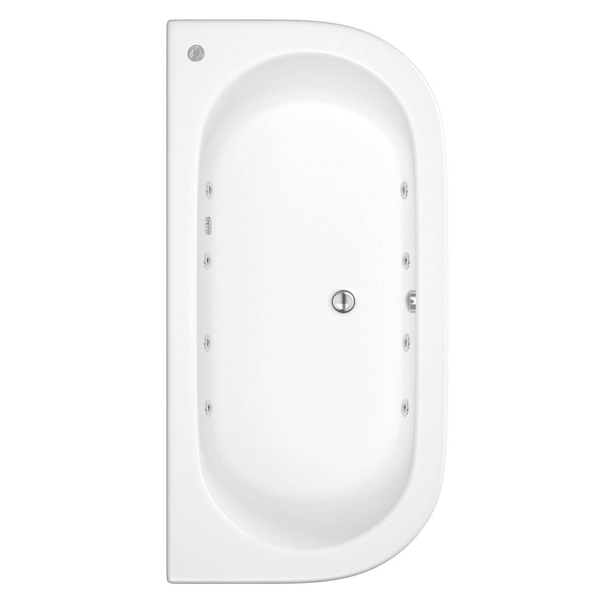 Trojan Reinforced Curved D Shape 8 Jet Whirlpool Bath 1700 x 800 with Bath Waste