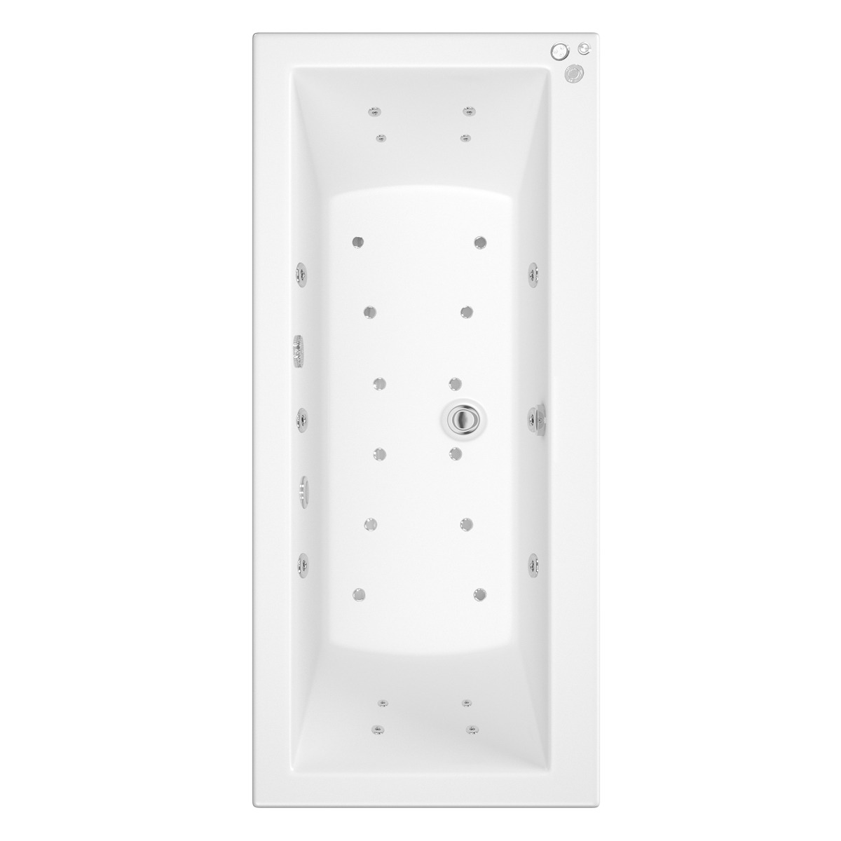 Trojan Solarna Double Ended 26 Jet Heated Air Spa & Whirlpool Bath 1800 x 800mm with LED Light & Bath Waste