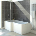 Solarna Reinforced L Shape Shower Bath 1500 x 850 with Panel & Screen Left Hand