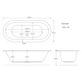 Trojancast Oval Inset Reinforced Double Ended Bath 1700 x 755 Dimensions
