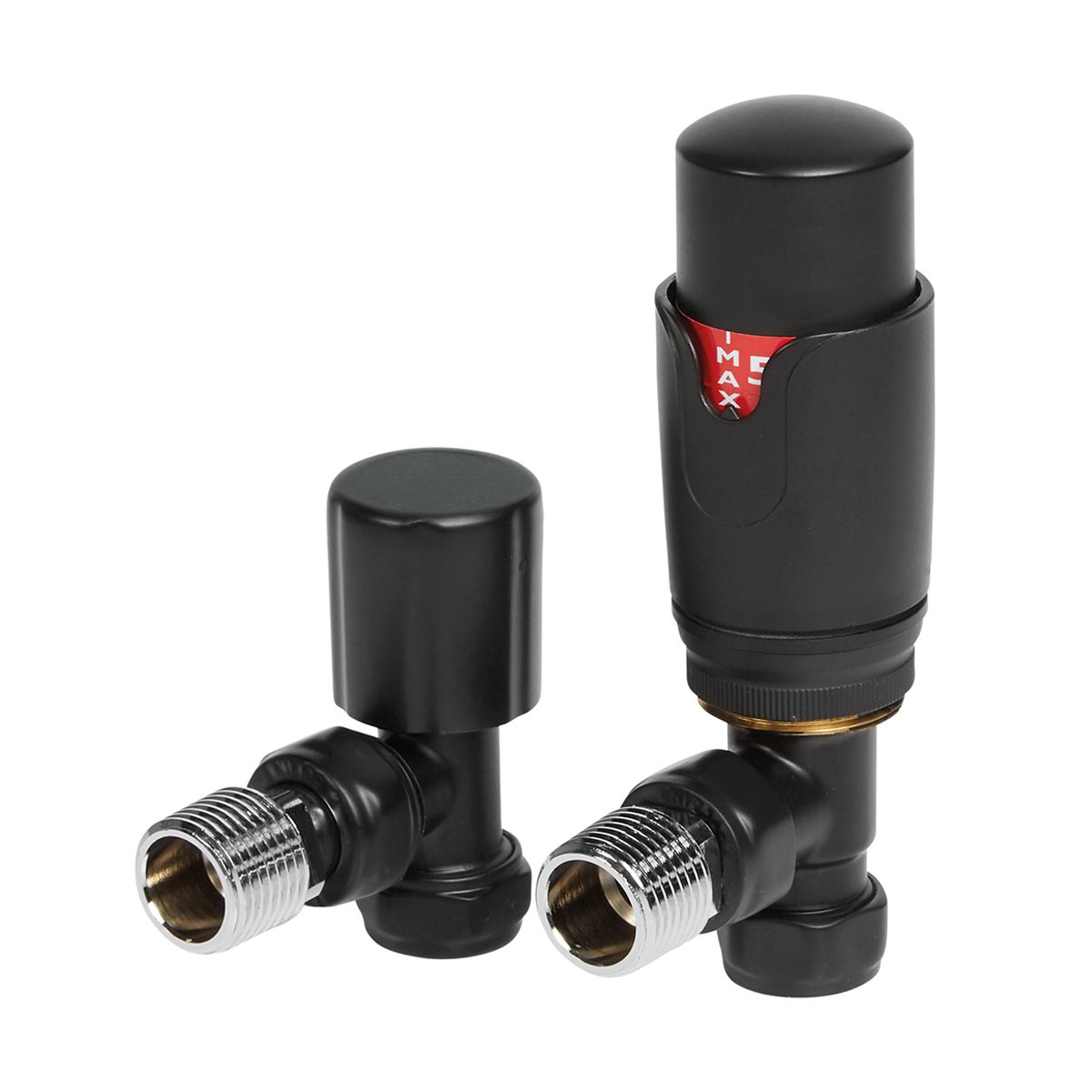 Matt Black Thermostatic Round Angled Radiator Valves (Pair) – TRV ...