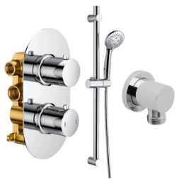 Globe Thermostatic Twin Concealed Shower System Chrome