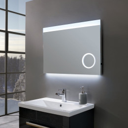 Deluxe Ultra Slim Landscape LED Illuminated Mirror with Magnifier 700 x 500