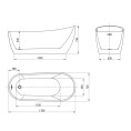 Whitmore Freestanding Slipper Bath 1700 x 720 with Waste Dimensions