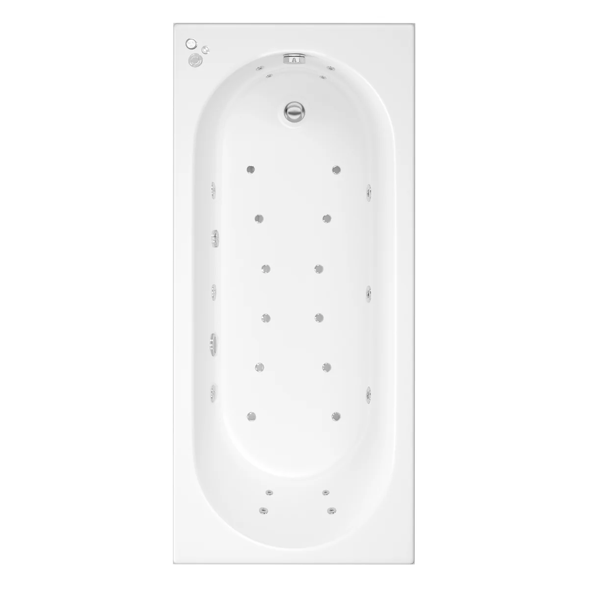 Trojan Cascade Single Ended 26 Jet Heated Air Spa & Whirlpool Bath 1700 x 750 with LED Light & Bath Waste