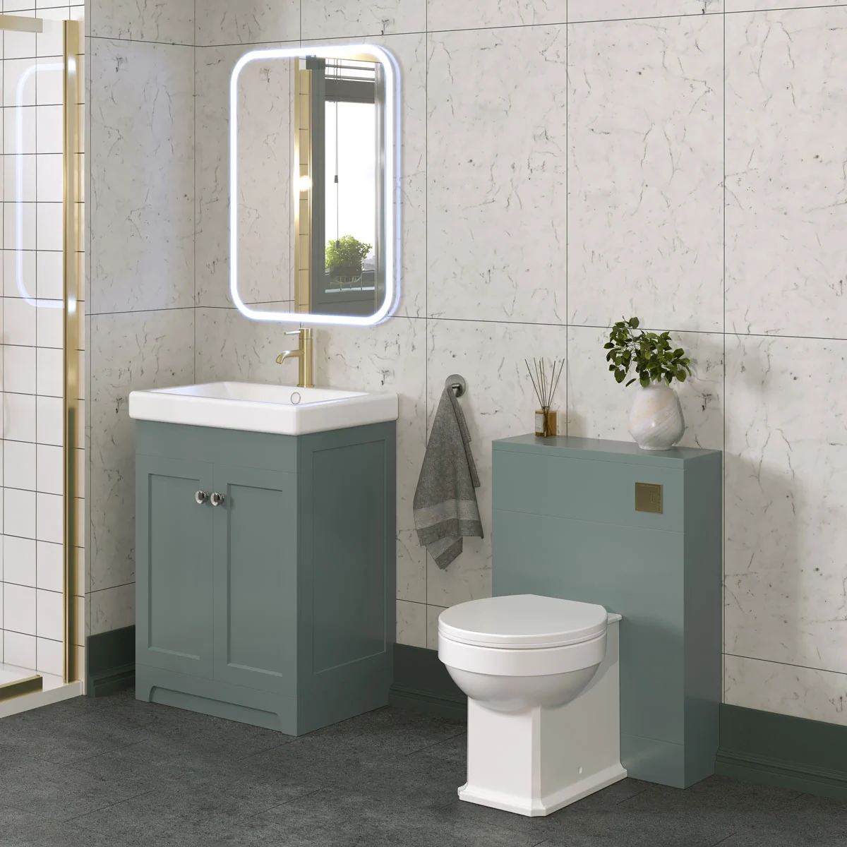 Blend Back to Wall Toilet Unit Matt Reed Green 550mm
