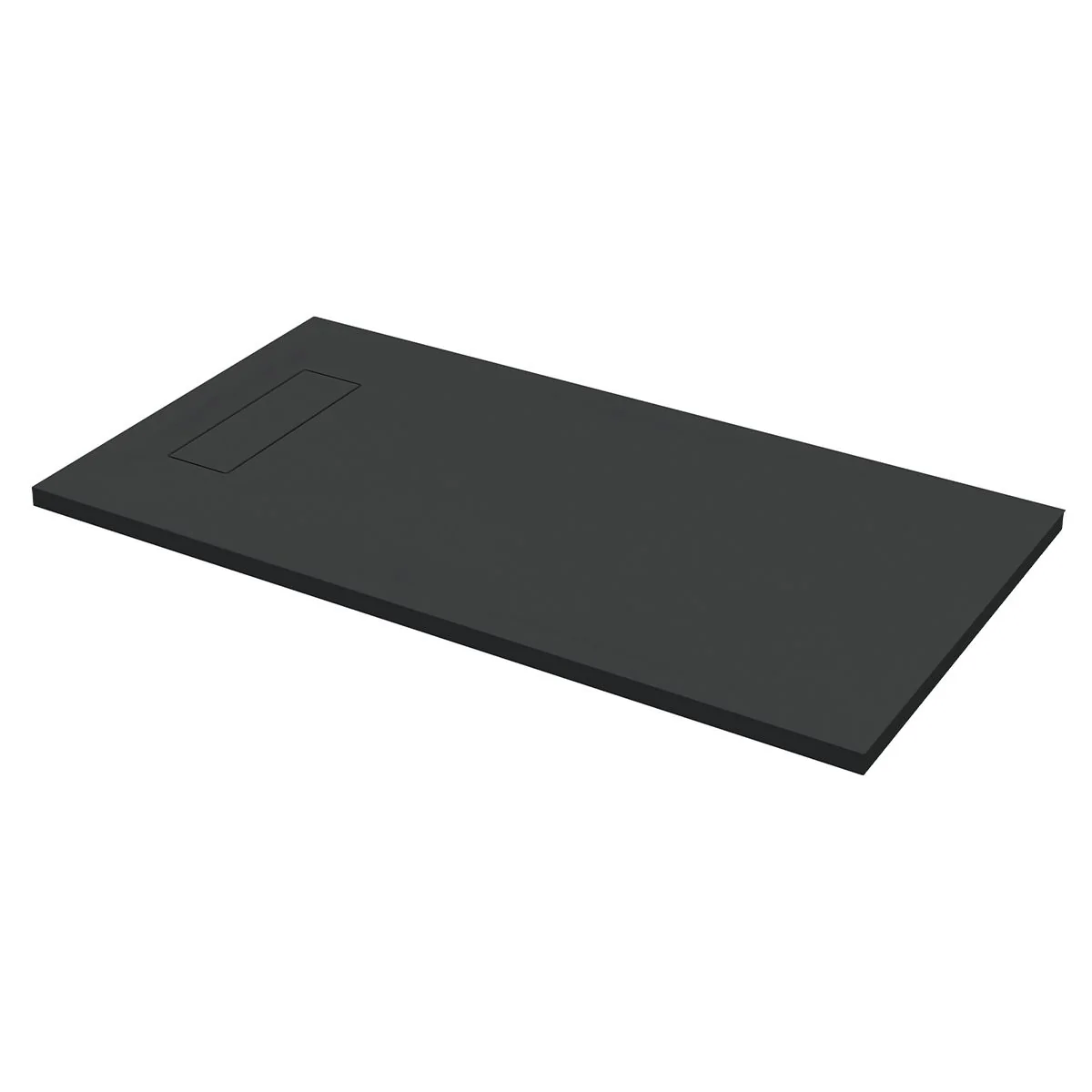 Caelum Slate Hidden Waste Rectangular Slimline Shower Tray Black 1500 x 800mm