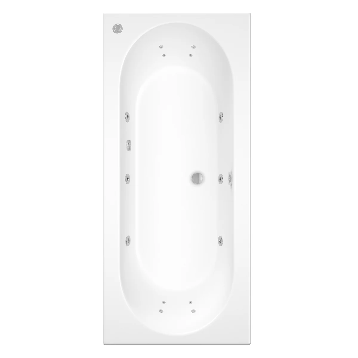 Trojan Cascade Double Ended 14 Jet Whirlpool Bath 1800 x 800 with Bath Waste
