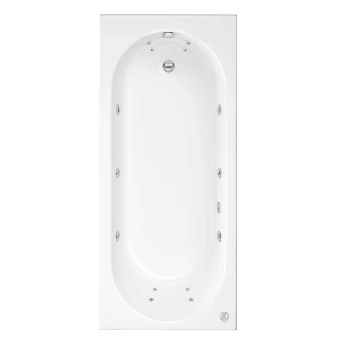 Trojan Cascade Single Ended 14 Jet Whirlpool Bath 1800 x 800 with Bath Waste