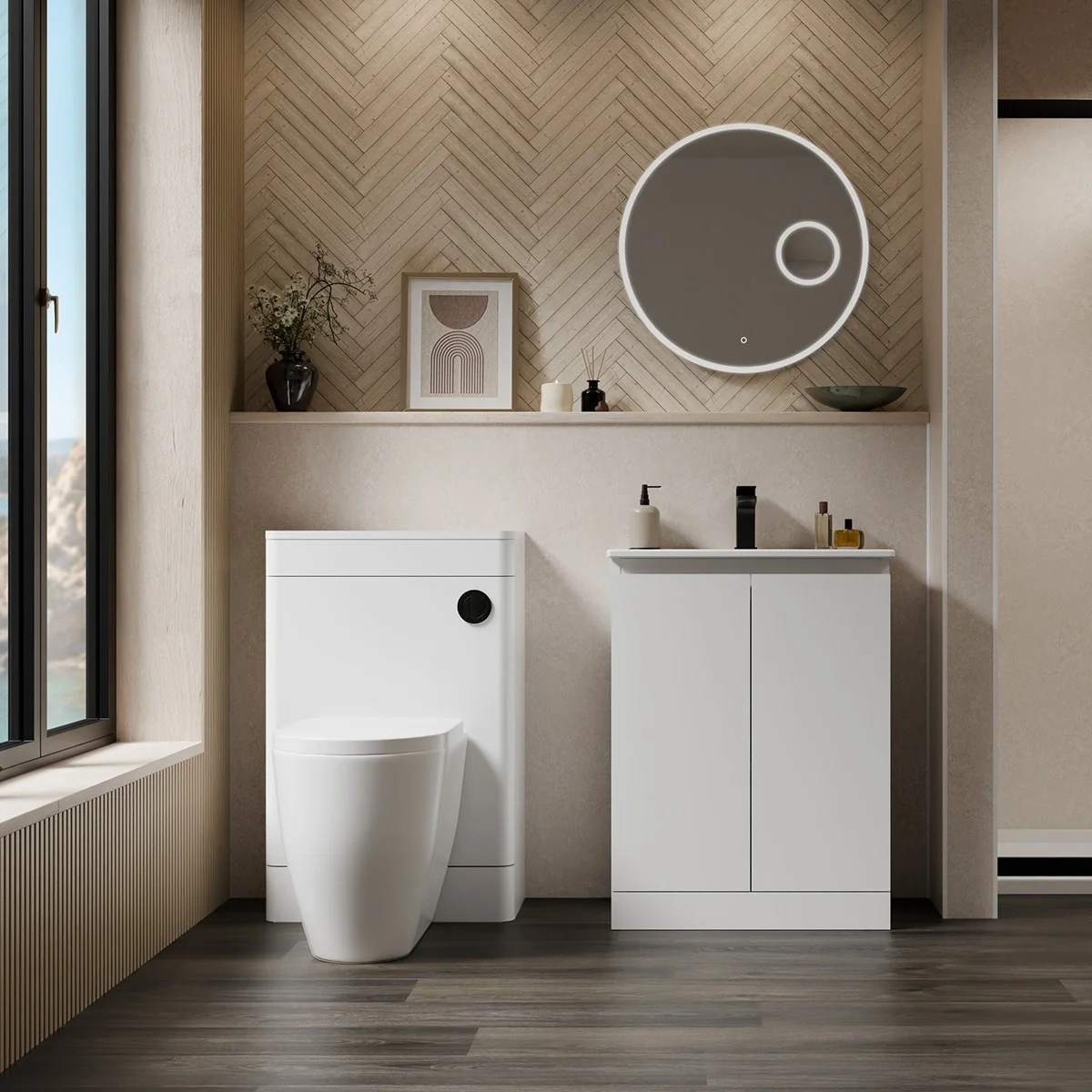 Caspian 100% Waterproof Floorstanding Vanity Unit & Basin White Gloss 500mm
