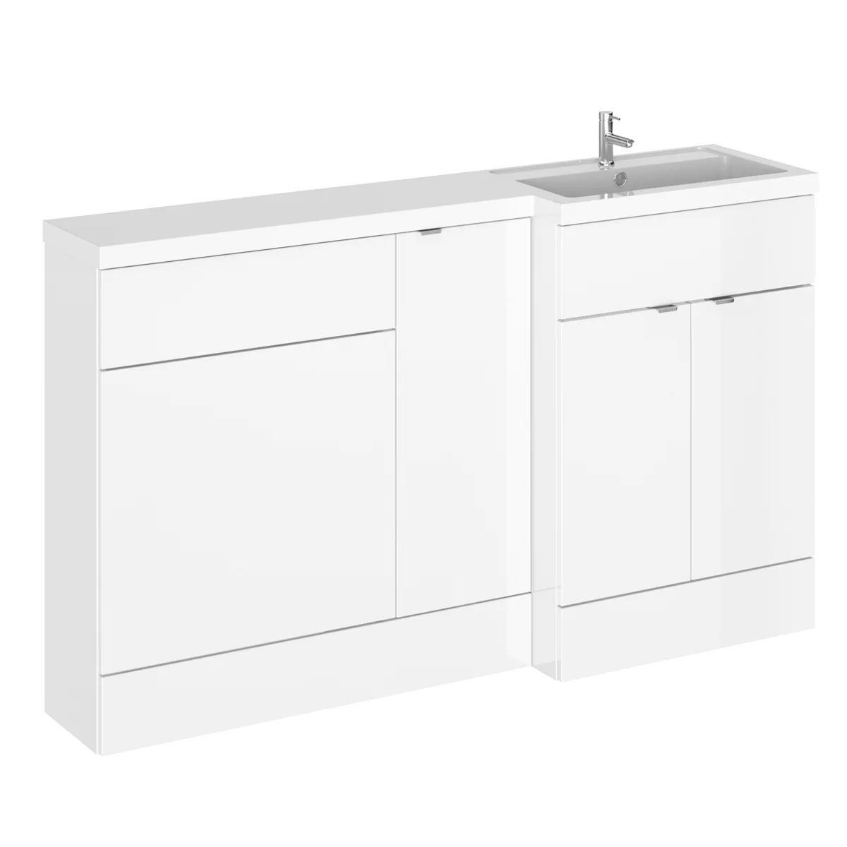 Hudson Reed Fusion Combination Furniture & Basin White Gloss 1505mm Right Hand Option B