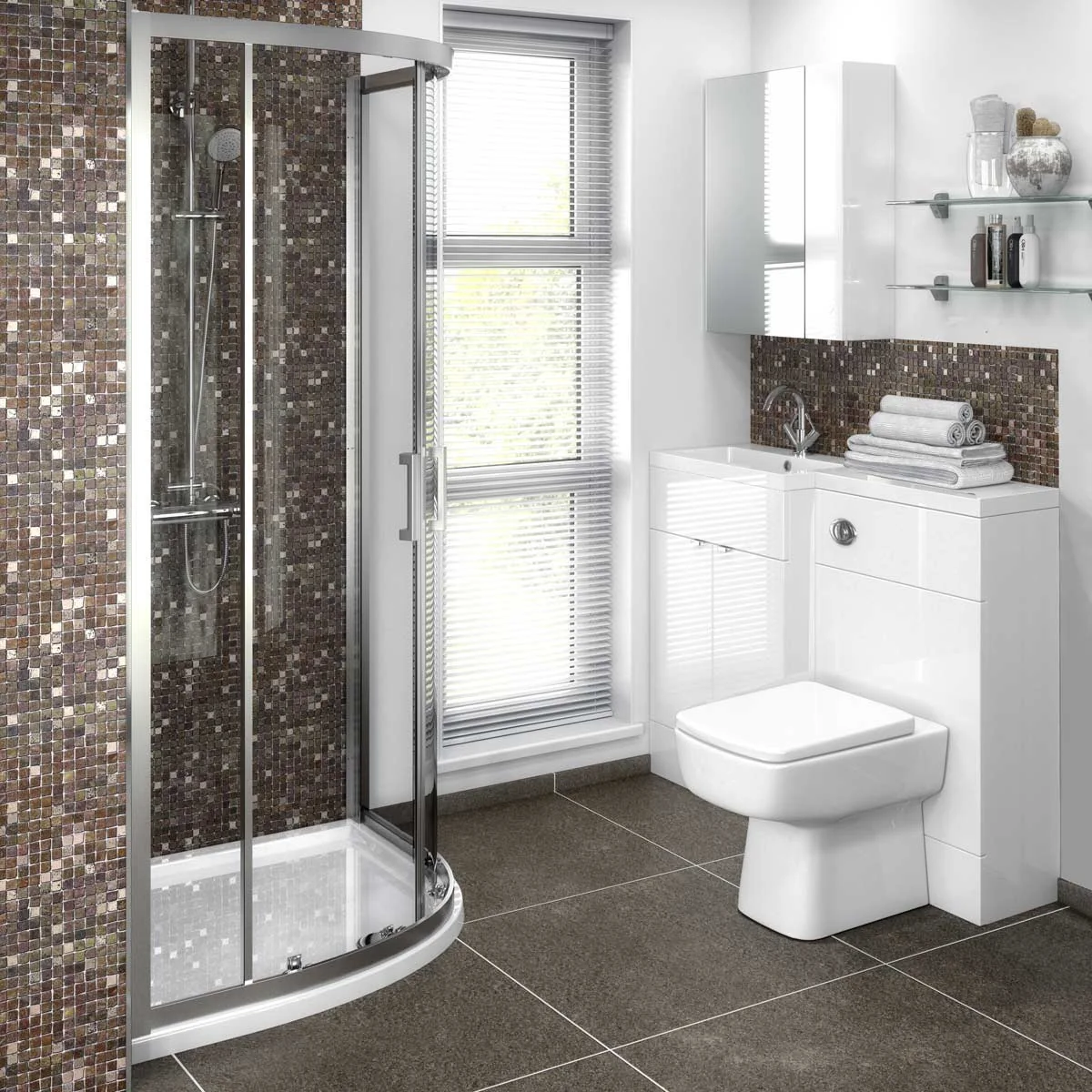 Hudson Reed Fusion Combination Furniture & Basin White Gloss 1005mm Left Hand