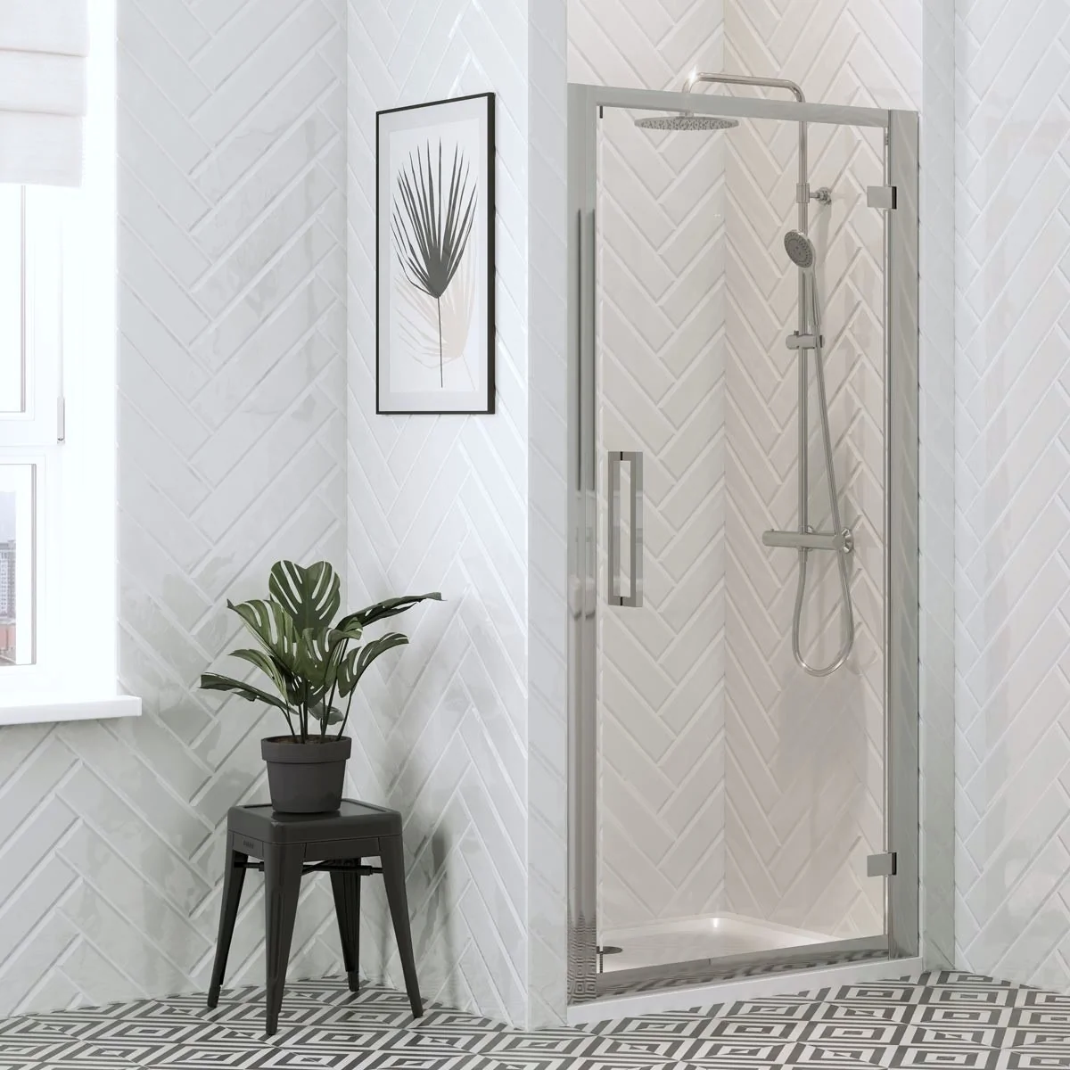 Coral 8mm Hinged Shower Door 900mm