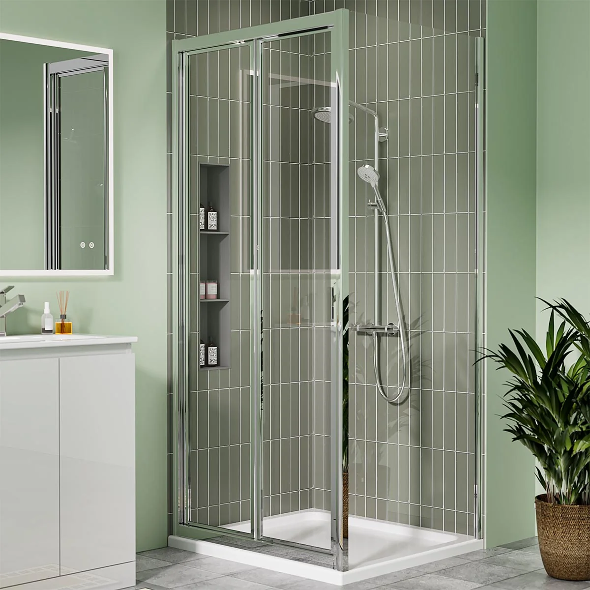 Coral 6mm Bifold Shower Door Chrome 900mm