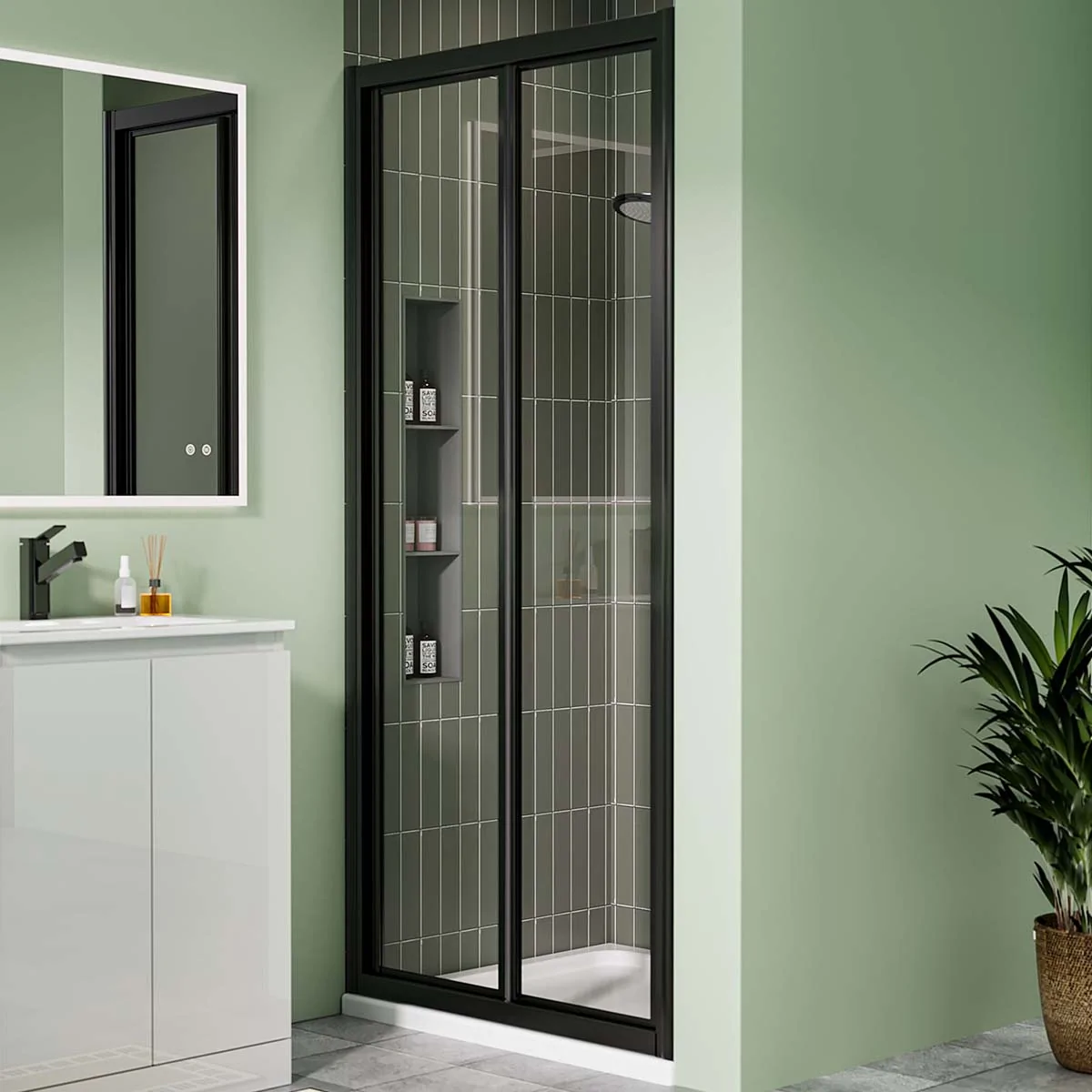 Coral 6mm Bifold Shower Door Matt Black 800mm