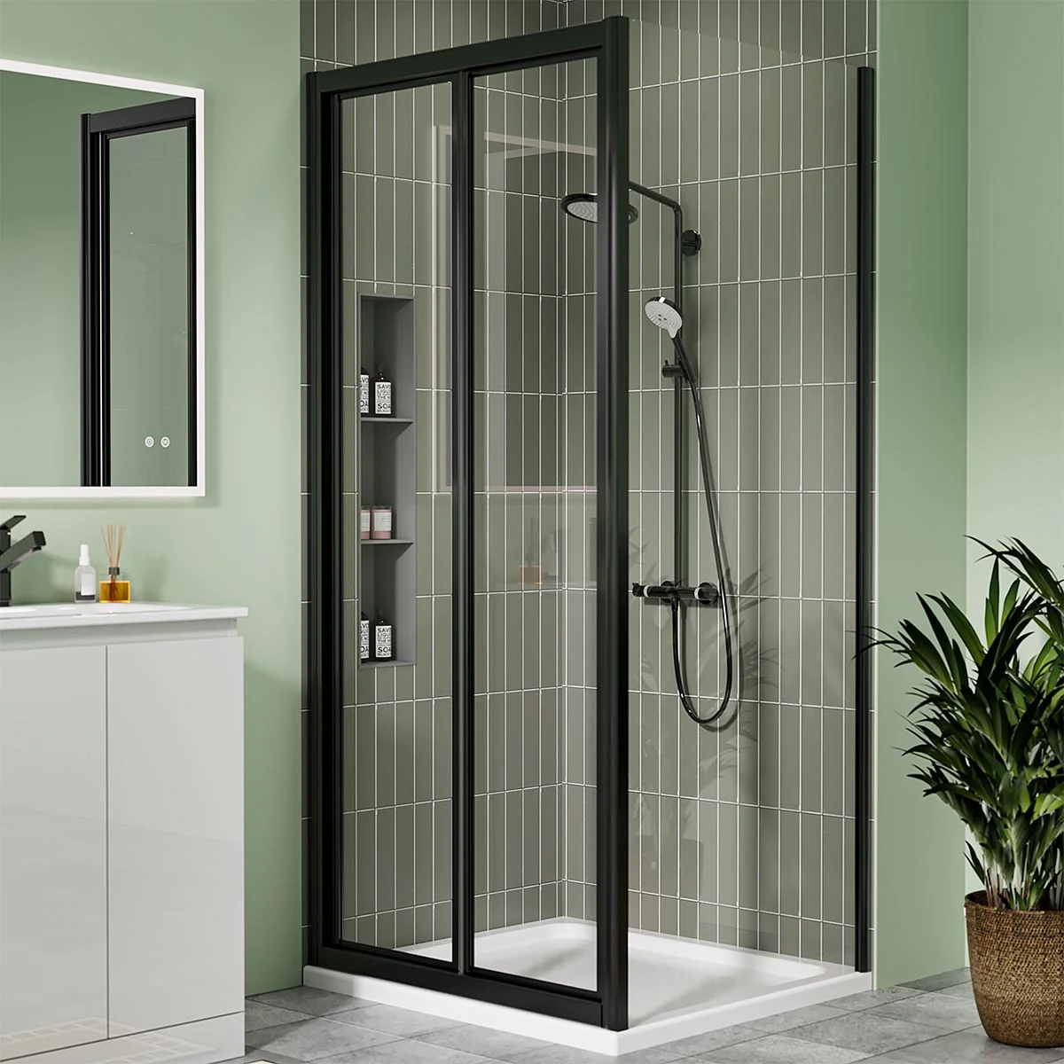 Coral 6mm Bifold Shower Door Matt Black 700mm