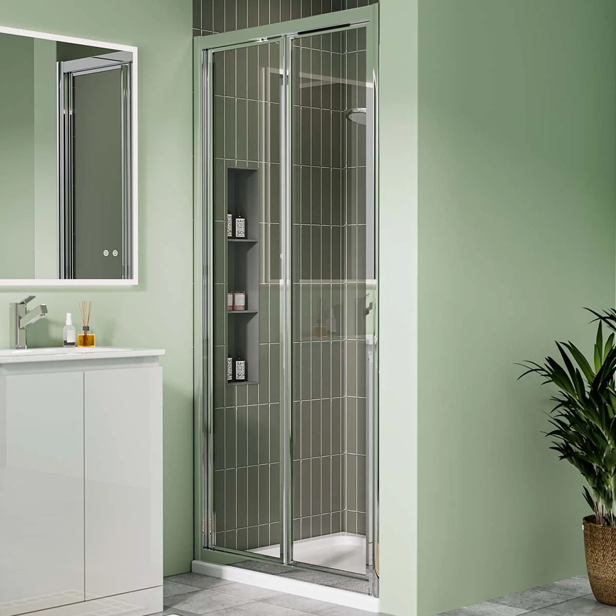 Coral 6mm Bifold Shower Door Chrome 900mm