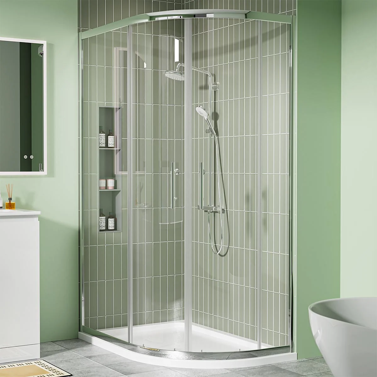 Coral 6mm Offset Quadrant Shower Enclosure 1400 x 760mm Shower Enclosure