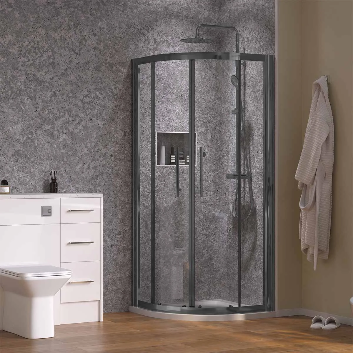 Coral 6mm Quadrant Shower Enclosure Gunmetal Grey 800 x 800mm