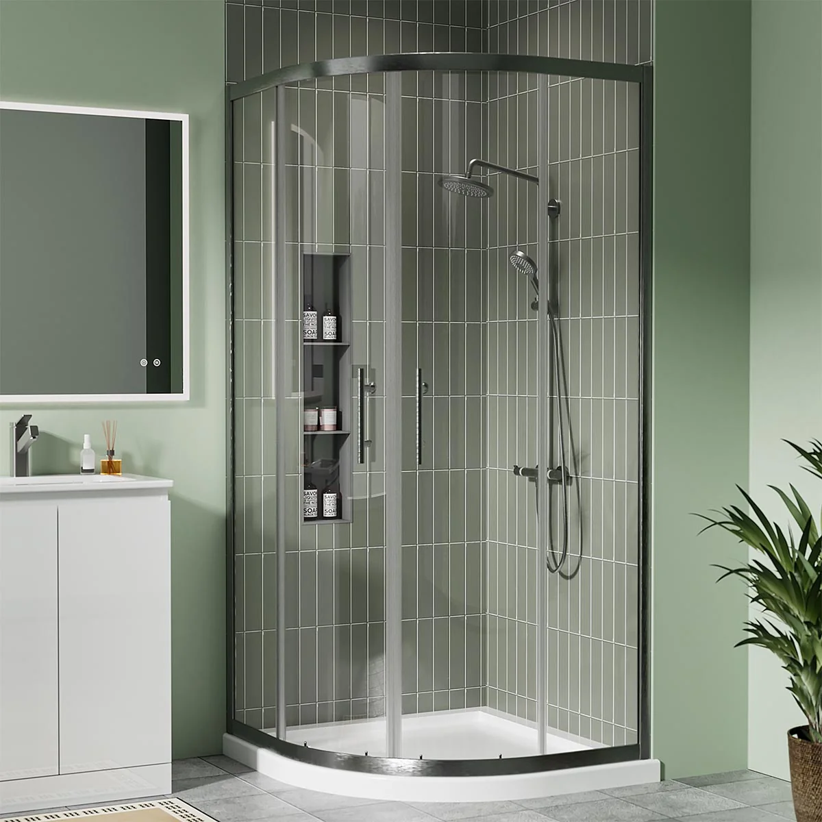 Coral 6mm Quadrant Shower Enclosure Gunmetal 800 x 800mm