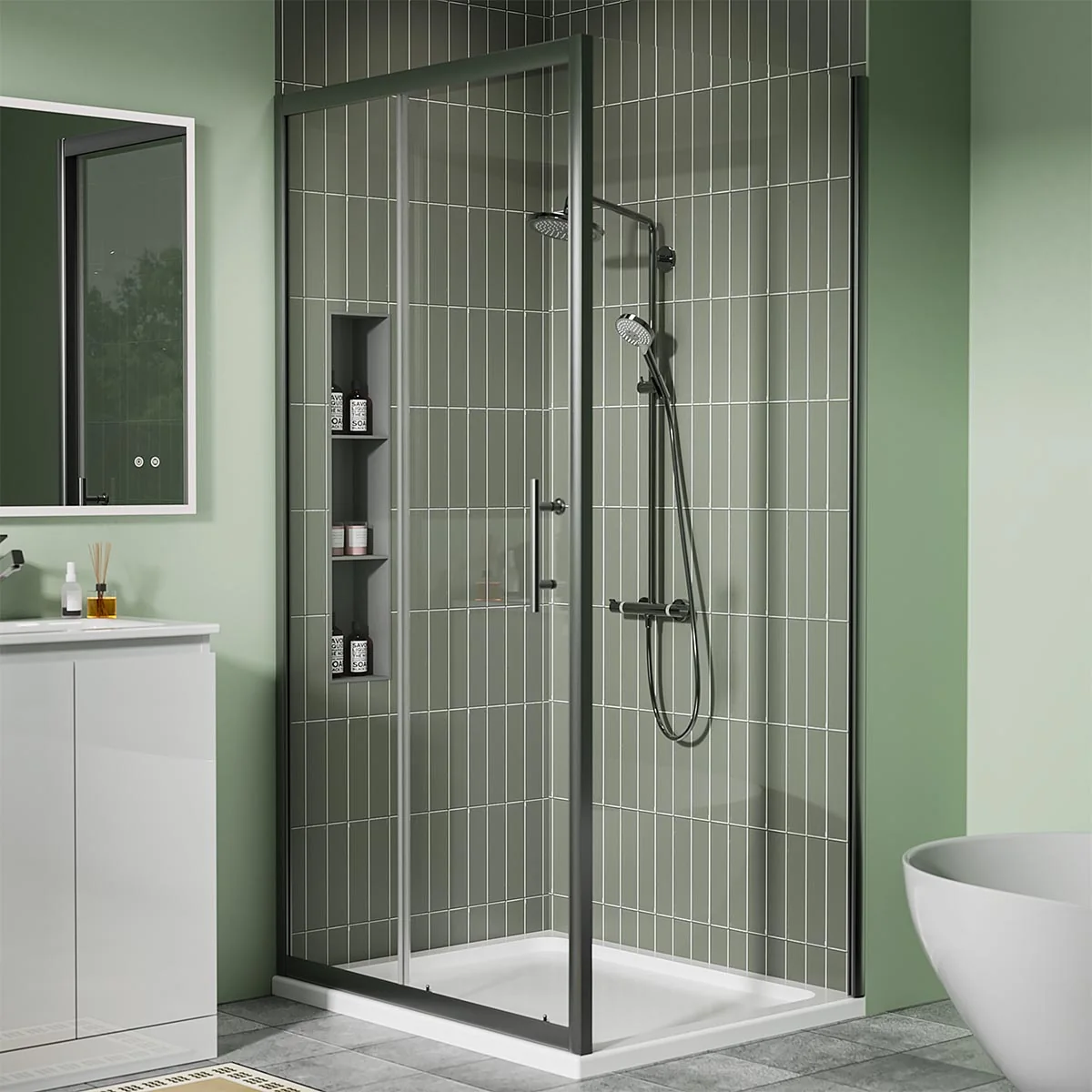 Coral 6mm Sliding Shower Door Gunmetal Grey 1100mm