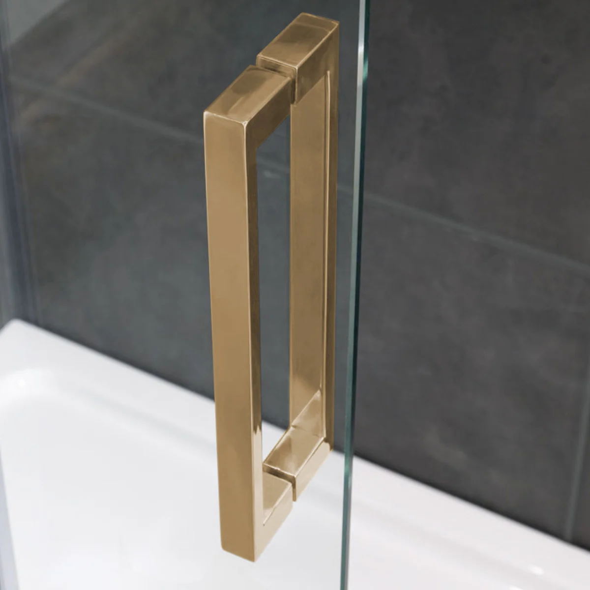 Coral 8mm Brushed Brass Hinged Shower Door with Side Panel 