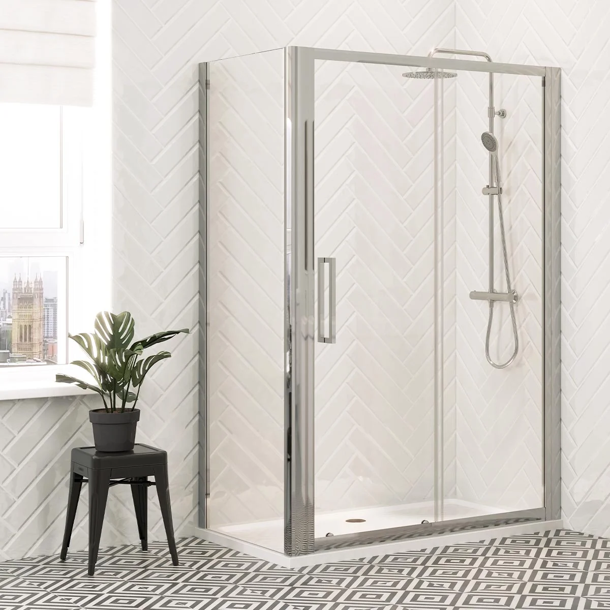 Coral 8mm Chrome Sliding Shower Door