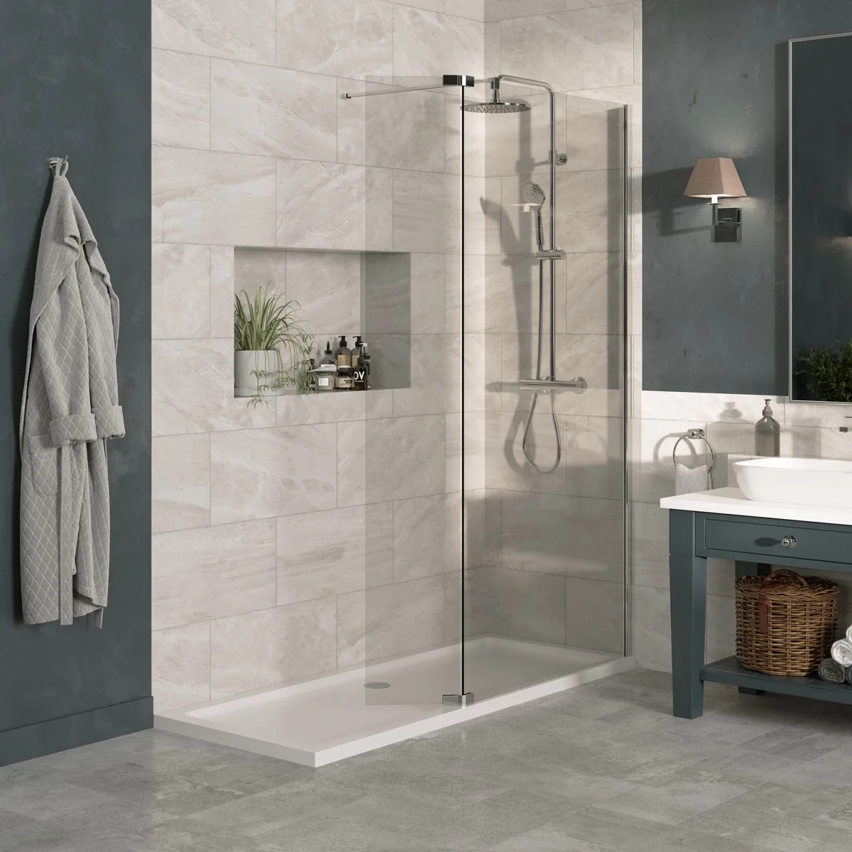 Coral 8mm Foldaway Deflector Panel Chrome Right Hand 300mm