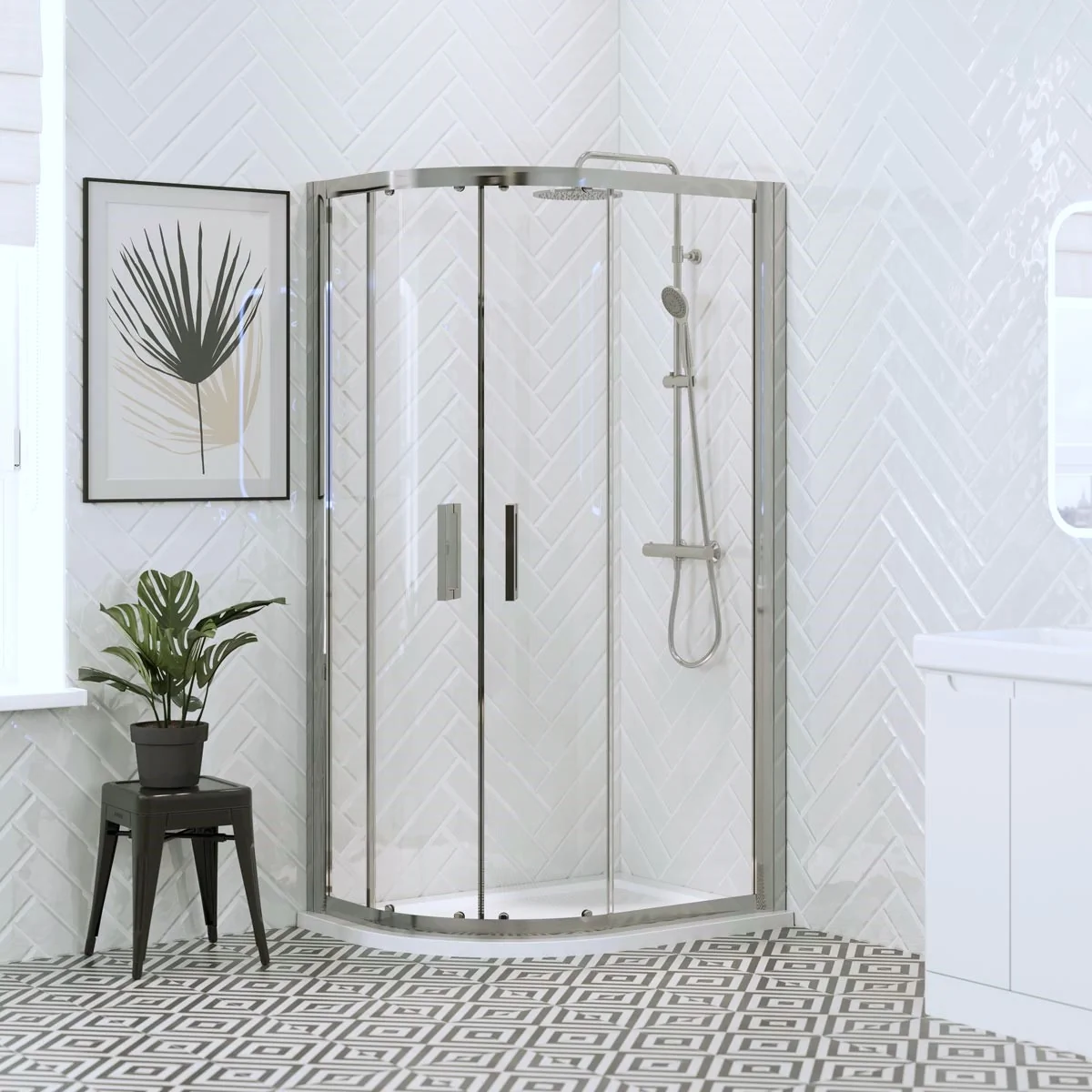 Coral 8mm Offset Quadrant Shower Enclosure 1000 x 900mm Lifestyle